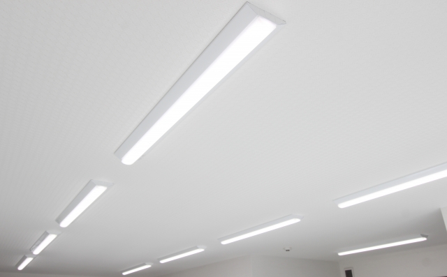 蛍光灯が並んでいる天井