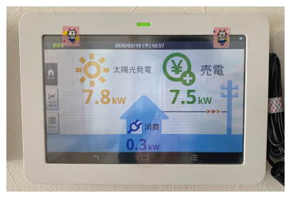 発電量が表示されたタブレット